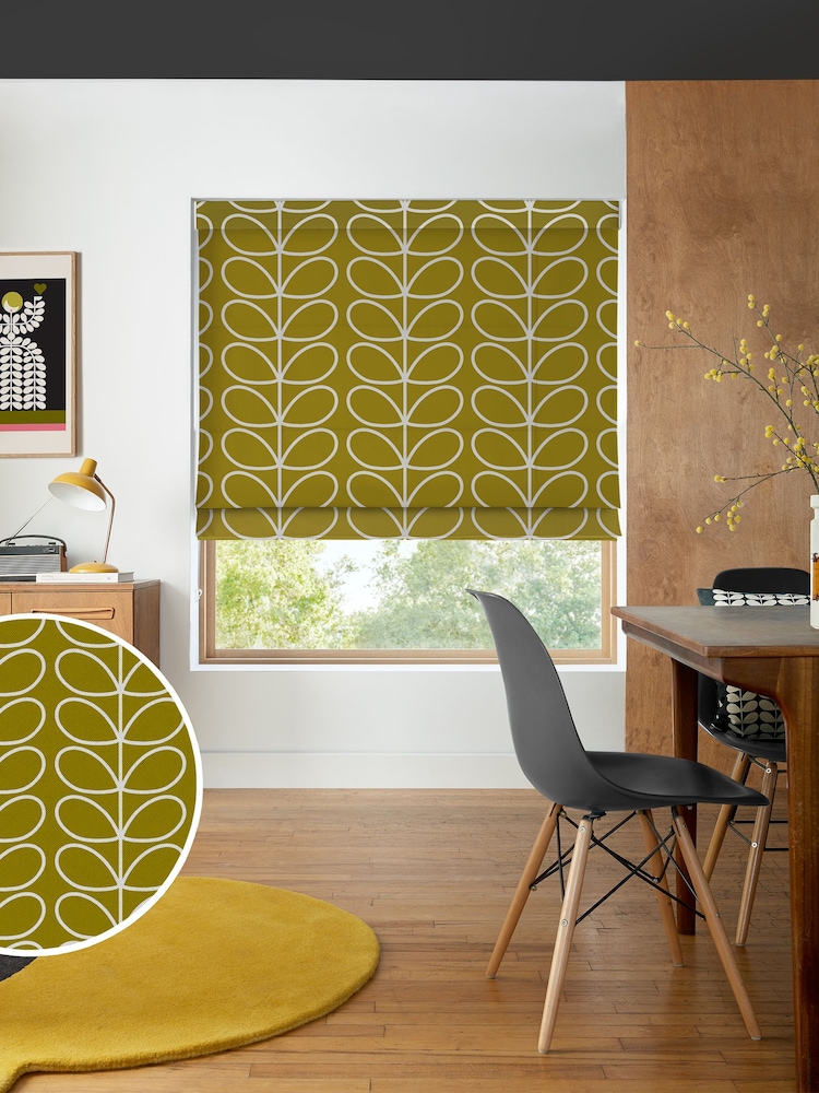 Orla Kiely Seagrass Jumbo Linear Stem Made to Measure Roman 100% Cotton Blinds - Image 1 of 6