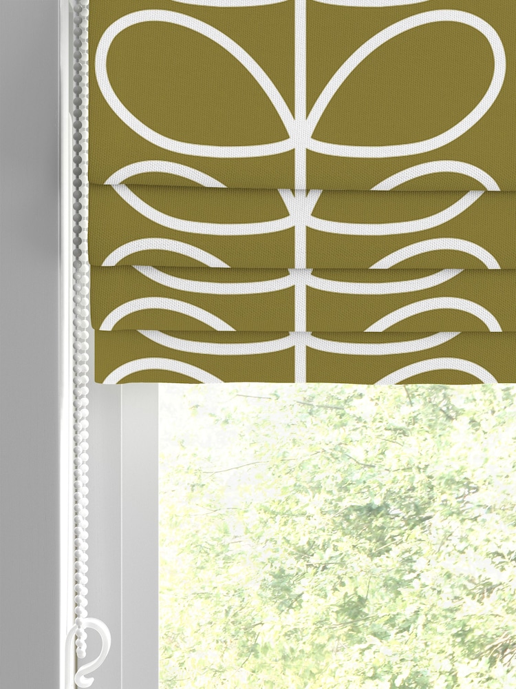 Orla Kiely Seagrass Jumbo Linear Stem Made to Measure Roman 100% Cotton Blinds - Image 2 of 6