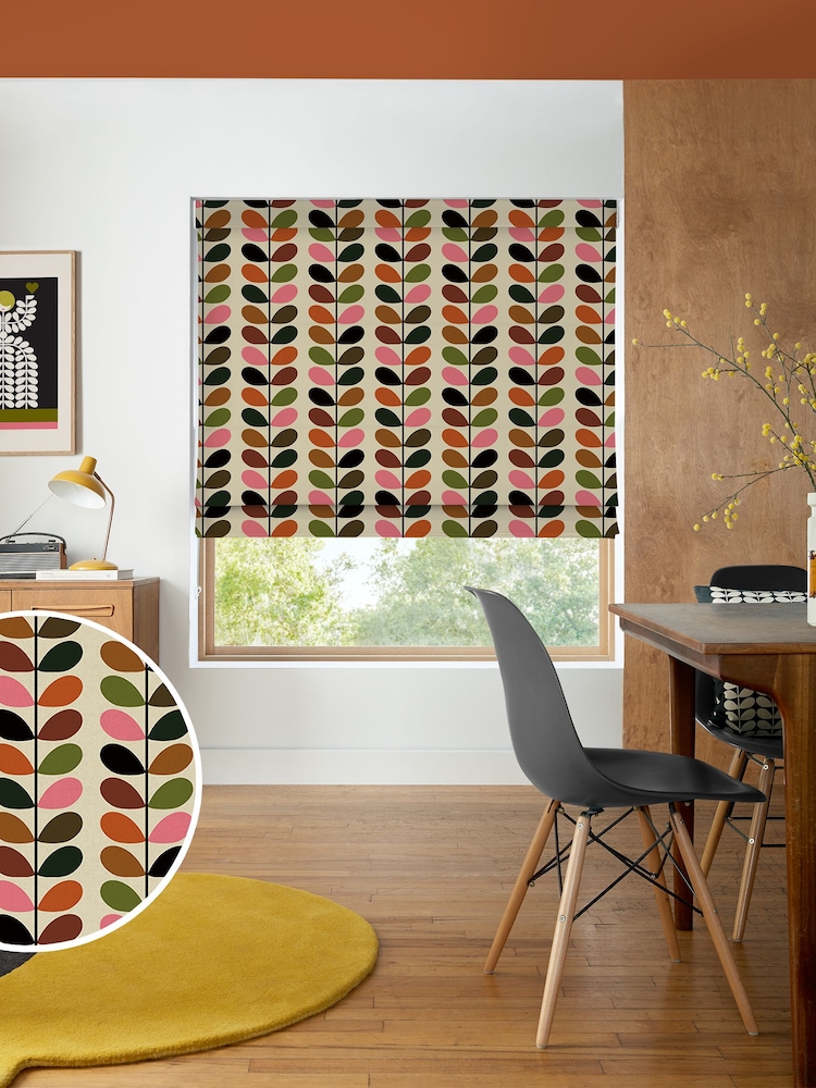 Orla Kiely Pink/Red Multi Stem Made to Measure Roman 100% Cotton Blinds - Image 1 of 6