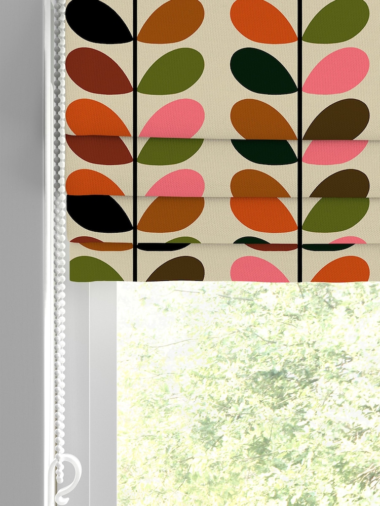 Orla Kiely Pink/Red Multi Stem Made to Measure Roman 100% Cotton Blinds - Image 2 of 6