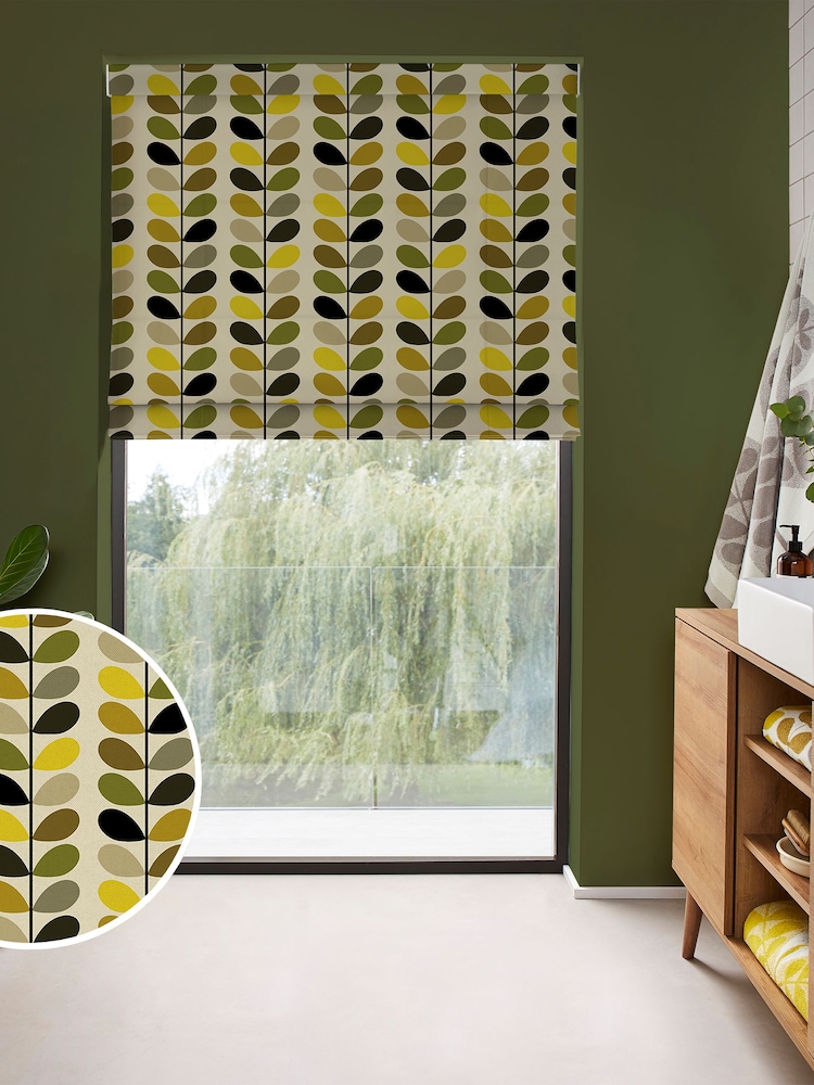 Orla Kiely Yellow Multi Stem Made to Measure Roman 100% Cotton Blinds - Image 1 of 5
