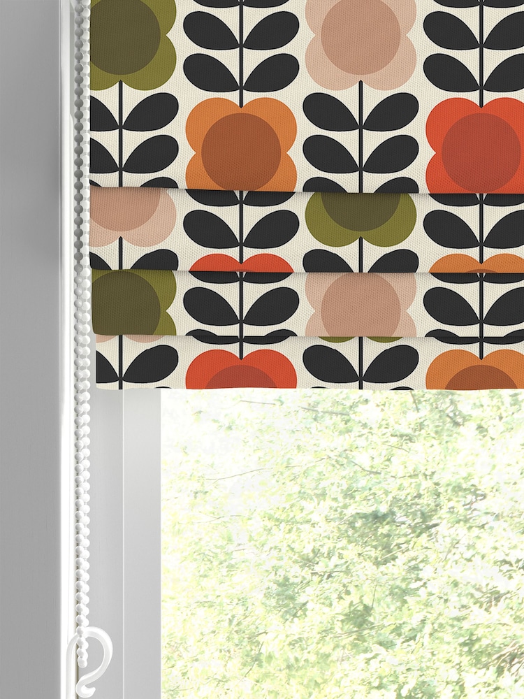 Orla Kiely Tomato/Pink Spot Flower Stem Made to Measure Roman 100% Cotton Blinds - Image 2 of 5
