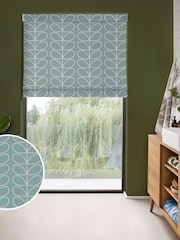 Orla Kiely Aqua Jumbo Linear Stem Made to Measure Roman 100% Cotton Blinds - Image 1 of 6