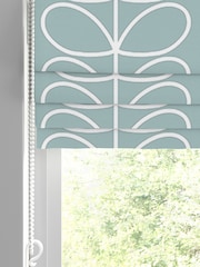 Orla Kiely Aqua Jumbo Linear Stem Made to Measure Roman 100% Cotton Blinds - Image 2 of 6