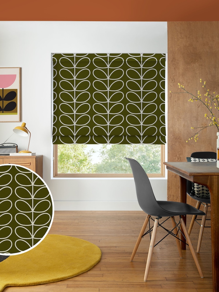 Orla Kiely Kelp Jumbo Linear Stem Made to Measure Roman 100% Cotton Blinds - Image 1 of 6
