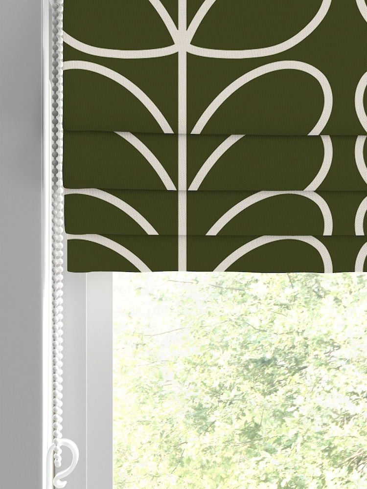 Orla Kiely Kelp Jumbo Linear Stem Made to Measure Roman 100% Cotton Blinds - Image 2 of 6