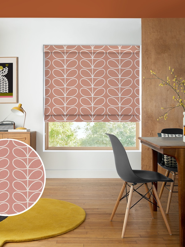 Orla Kiely Bubblegum Jumbo Linear Stem Made to Measure Roman 100% Cotton Blinds - Image 1 of 6