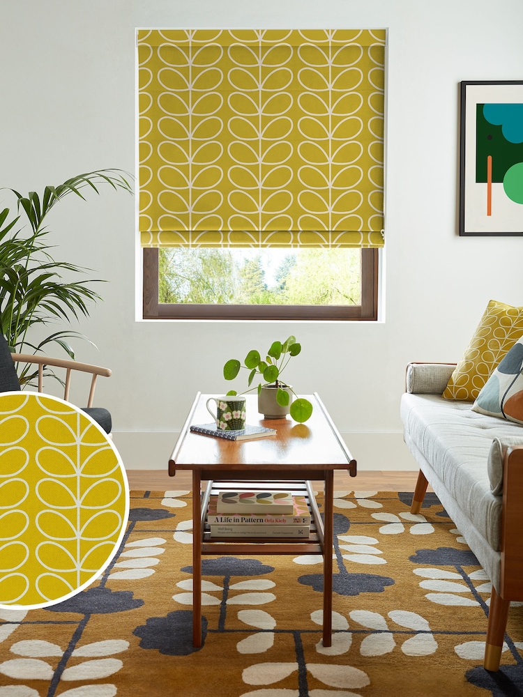 Orla Kiely Sunflower Jumbo Linear Stem Made to Measure Roman 100% Cotton Blinds - Image 1 of 6