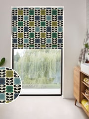 Orla Kiely Blue/Green Spot Flower Stem Made to Measure Roman 100% Cotton Blinds - Image 1 of 6