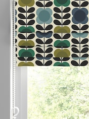 Orla Kiely Blue/Green Spot Flower Stem Made to Measure Roman 100% Cotton Blinds - Image 2 of 6