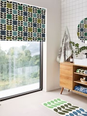 Orla Kiely Blue/Green Spot Flower Stem Made to Measure Roman 100% Cotton Blinds - Image 5 of 6