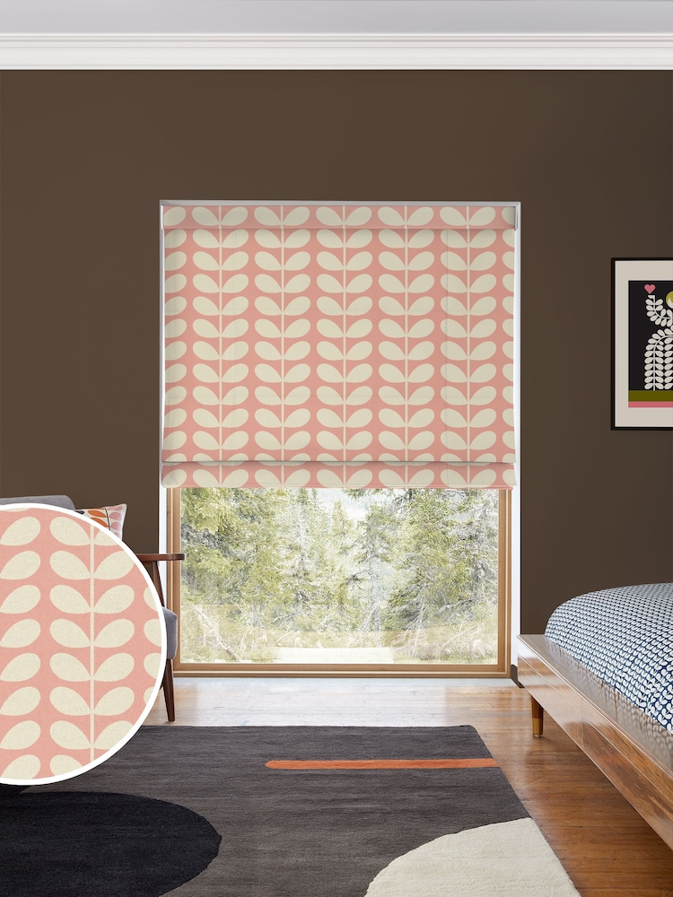 Orla Kiely Pink Solid Stem Made to Measure Roman 100% Cotton Blinds - Image 1 of 6