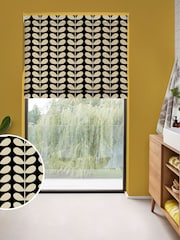 Orla Kiely Black Solid Stem Made to Measure Roman 100% Cotton Blinds - Image 1 of 6