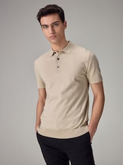 Neutral Regular Fit Knitted Polo Shirt - Image 1 of 7