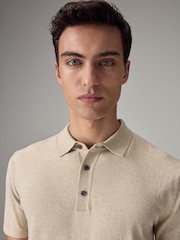 Neutral Regular Fit Knitted Polo Shirt - Image 4 of 7