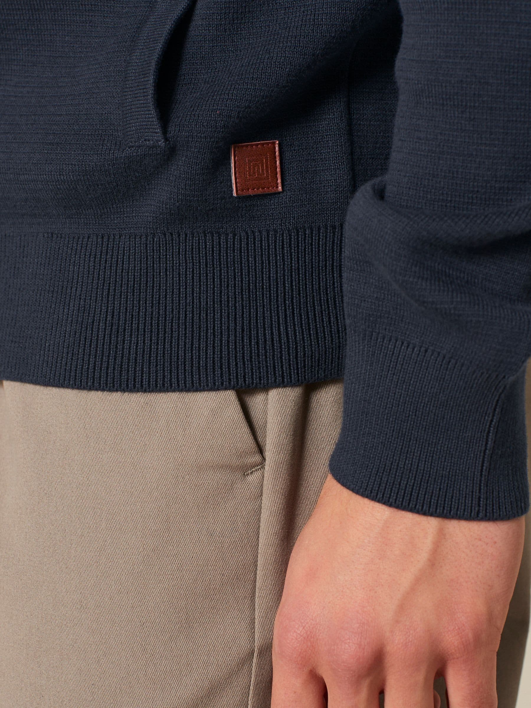 Buy Navy Blue Regular Fit 100% Cotton Premium Zip-Through