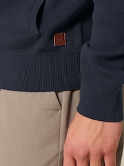 Navy Blue Regular Fit 100% Cotton Premium Zip-Through Jumper - Image 4 of 7