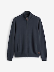 Navy Blue Regular Fit 100% Cotton Premium Zip-Through Jumper - Image 5 of 7