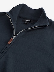 Navy Blue Regular Fit 100% Cotton Premium Zip-Through Jumper - Image 6 of 7