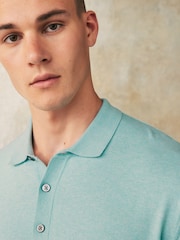 Aqua Blue Regular Fit Knitted Polo Shirt - Image 2 of 5