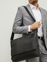 Black Signature Leather Messenger Bag - Image 1 of 6
