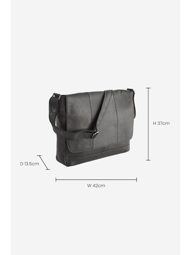 Black Signature Leather Messenger Bag - Image 4 of 6
