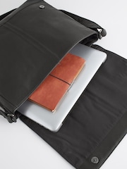 Black Signature Leather Messenger Bag - Image 5 of 6