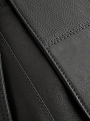 Black Signature Leather Messenger Bag - Image 6 of 6