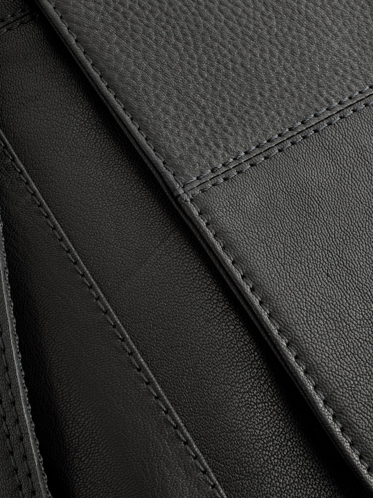 Black Signature Leather Messenger Bag - Image 6 of 6