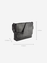 Black Signature Leather Messenger Bag - Image 7 of 8