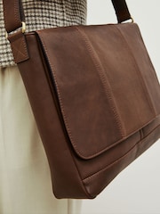 Brown Signature Leather Messenger Bag - Image 2 of 7