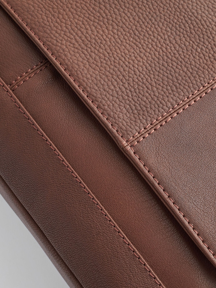 Brown Signature Leather Messenger Bag - Image 5 of 7