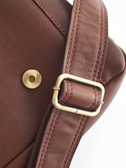 Brown Signature Leather Messenger Bag - Image 6 of 7