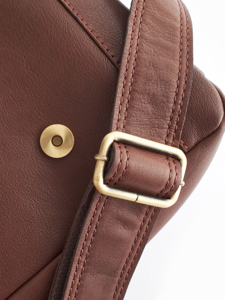 Brown Signature Leather Messenger Bag - Image 6 of 7