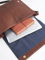 Brown Signature Leather Messenger Bag - Image 7 of 7