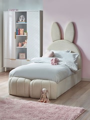 Casual Boucle Natural Oyster Kids Bunny Upholstered Drawer Bed - Image 1 of 7