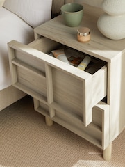 Mid Natural Finsbury 2 Drawer Bedside Table - Image 4 of 11