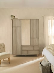 Mid Natural Finsbury Triple, 2 Drawers Wardrobe - Image 4 of 11