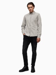 AllSaints Grey Gleason Long Sleeve Shirt - Image 3 of 6
