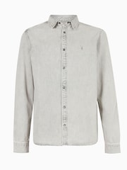 AllSaints Grey Gleason Long Sleeve Shirt - Image 6 of 6