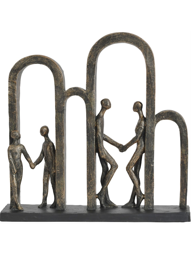 Libra Bronze Antique Bronze Family In Arches Sculpture Large - Image 2 of 3