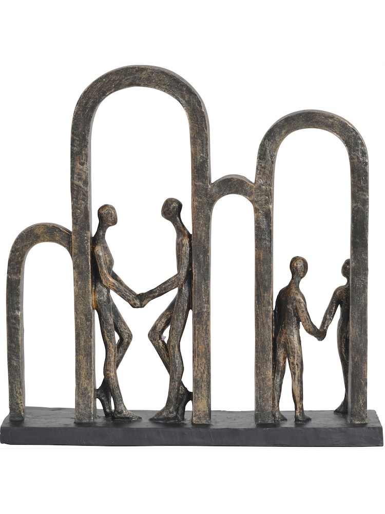 Libra Bronze Antique Bronze Family In Arches Sculpture Large - Image 3 of 3