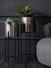 Libra Set of 2 Nickel Garden Clyde Floor Standing Planters - Image 1 of 4