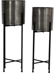 Libra Set of 2 Nickel Garden Clyde Floor Standing Planters - Image 2 of 4