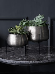 Libra Set of 2 Nickel Garden Clyde Tabletop Planters - Image 1 of 4