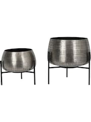 Libra Set of 2 Nickel Garden Clyde Tabletop Planters - Image 2 of 4