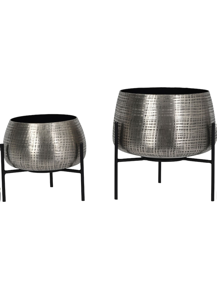 Libra Set of 2 Nickel Garden Clyde Tabletop Planters - Image 2 of 4