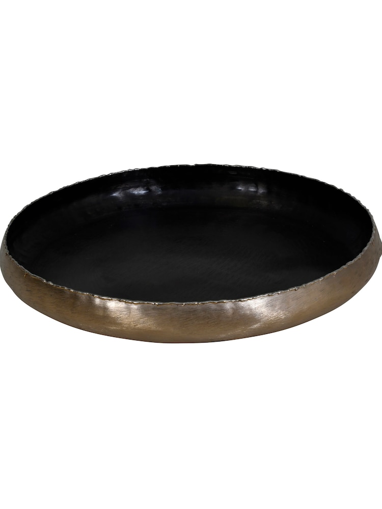 Libra Gold Molten Brushed Gold Metal Round Platter - Image 2 of 2