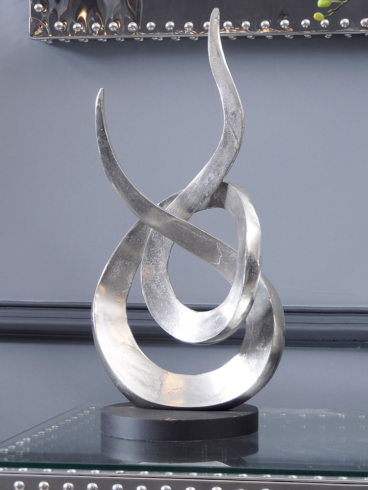 Libra Silver Entwined Flame Silver Aluminium Sculpture Large - Image 1 of 2