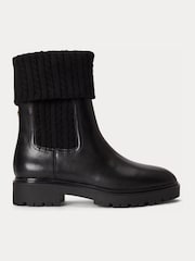 Lauren Ralph Lauren Black Allyson Cable Knit Insert High Chelsea Boots - Image 1 of 4